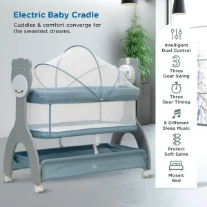 سرير أطفال كهربائي مهد هزاز حديثي الولادة سرير أطفال هزاز مع ناموسية مهد هزاز كهربائي سرير مرجوحة للمواليد